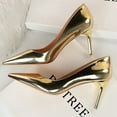 thumbnail image 6 of LIANGP Women's High Heels Fashionable Metal Heel High Heels Metallic High Heel Shoes With Pointed Toes Ladies Shoes Gold Size 7.5, 6 of 8