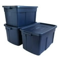 thumbnail image 1 of Rubbermaid Roughneck 31 Gallon Storage Tote, Dark Indigo Metallic (3 Pack), 1 of 5