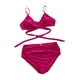thumbnail image 3 of Sunloudy - Traje de baño de dos piezas para mujer, tops de bikini con tirantes finos de color sólido + bragas de bikini con estampado de leopardo Sunloudy S M L XL XXL, 3 of 8