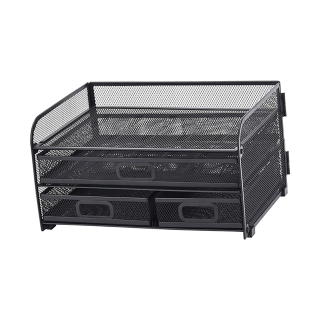 Desk Organizer File Holder Mesh Desktop File Sorter Organizer Office Accessories with 3 Drawers