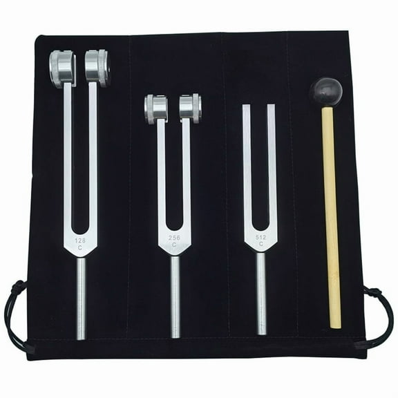 Tuning Fork Set 128 256 512HZ Yoga Tuning Forks Meditation Group Healing Aluminum Soothing Relaxing Musical Percussion A,1 set * Tuning Fork,Silver