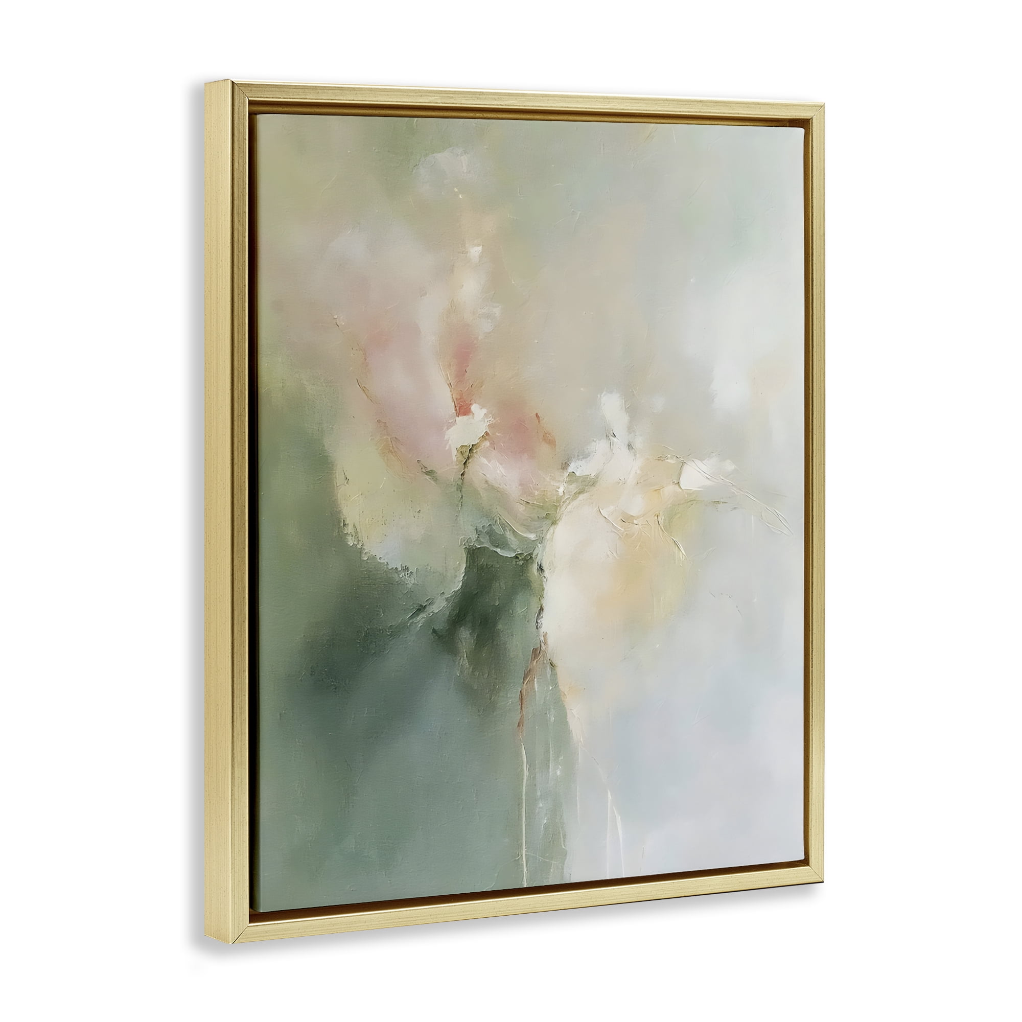 Stupell Industries Ethereal Brushwork Abstraction Gold Framed Floater Canvas Wall Art, design by Riley B