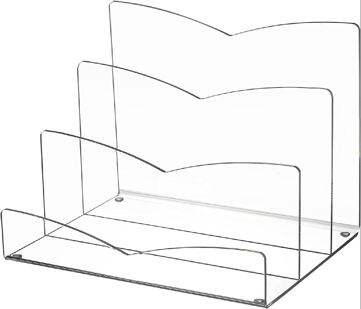 Clear Acrylic File Holder, Vertical Desktop Letter Sorter Organizer, Office File Sorter Stand