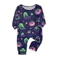 thumbnail image 2 of Family Halloween Pajama Set Long Sleeve Crew Neck, Soft Halloween Family Pajamas with Neon Green Ghost Pumpkin Print, Glow Matching Halloween Pajamas Sleepwear, 2 of 4