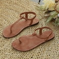 thumbnail image 5 of KIJBLAE Plus Size Women's Casual Thong Flat Sandals, Round Open Toe Solid Tone, Back Elastic Strap, Comfy Indoor Outdoor Footwear Brown 43, 5 of 9