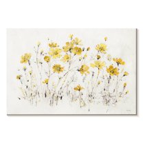 Elephant Stock Wildflowers Bright Yellow Wall Art - Horizontal Canvas Wall Art - Living Room Wall Decor - Floral And Botanical Canvas - Orange And Yellow Decor By Lisa Audit - 45" x 30"