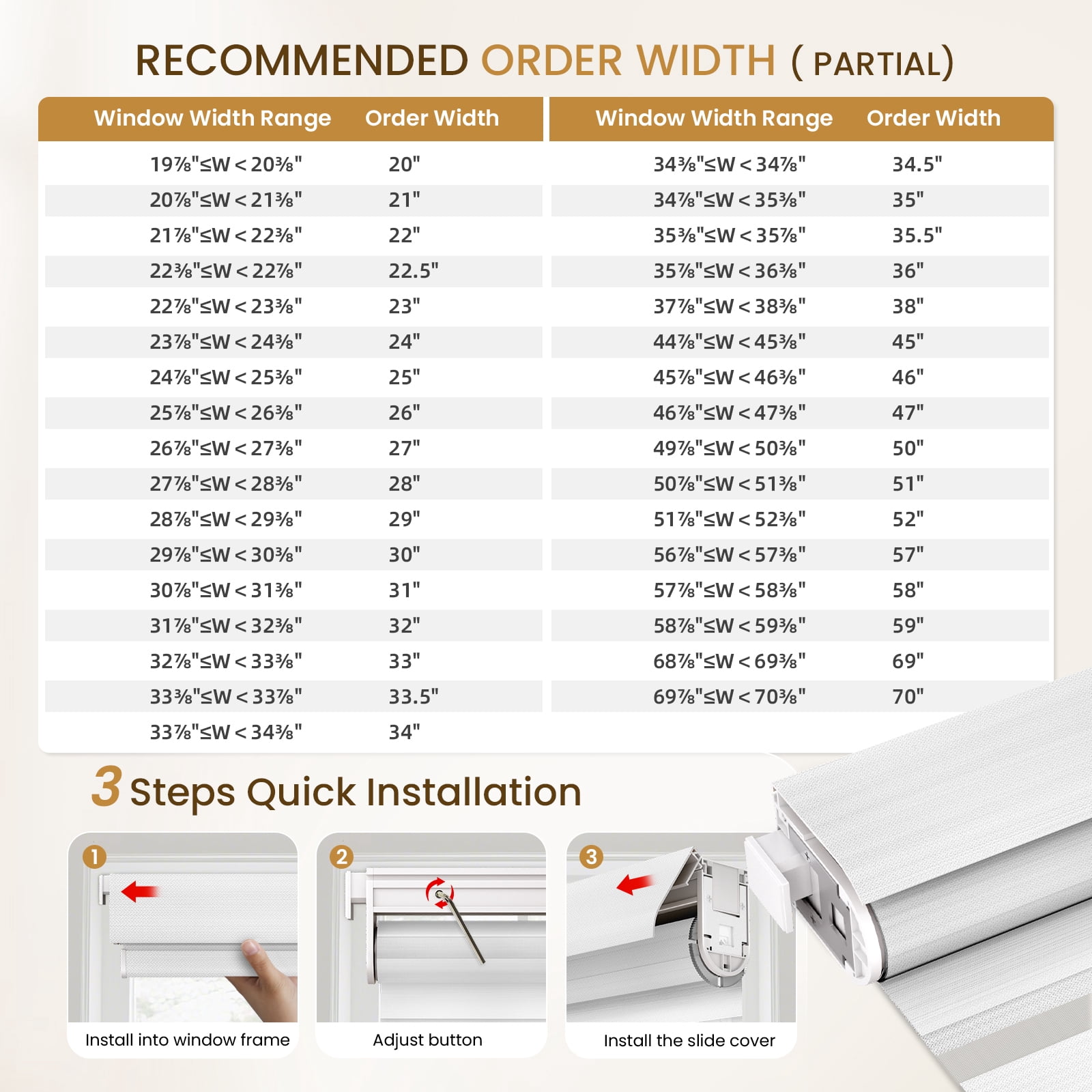 Grandekor No Drill Zebra Blinds for Windows,Cordless Zebra Shades Dual Layer, Pull Down Roller Shades Free-Stop,35"W x 64"H,White,Easy to Install for Home, Office, Bedroom