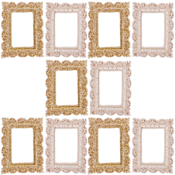 OUNONA 10-Piece Small Assorted Color Resin Picture Frames Set for Home Decoration, Craft Projects, and Photo Display