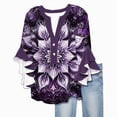 thumbnail image 2 of White Tops for Women Floral Print V Neck Blouses for Women 3/4 Ruffle Sleeve Shirts Casual Summer Tops, 2 of 5