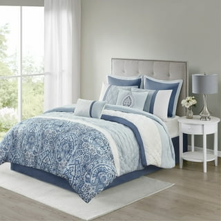 Blue and sale white comforter queen