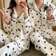 thumbnail image 2 of Pijama de pareja engrosado de algodón acolchado, ropa cálida para el hogar, cárdigan de manga larga simple y dulce con amor para hombres y mujeres, 2 of 6