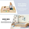 thumbnail image 5 of Queen Floor Bed for Kids, Solid Wood Montessori Bed Frame Fence & Door, Toddler Full Size Bed with Wood Slats, No Box Spring Needed (Queen,Natural), 5 of 9