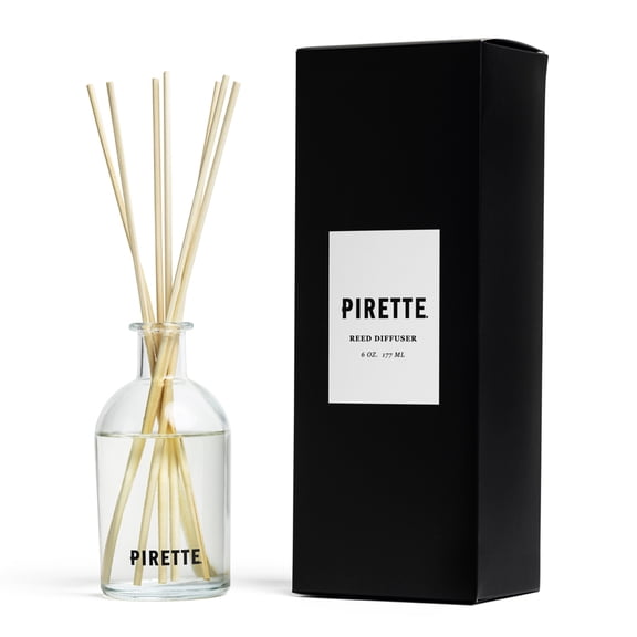 PIRETTE Reed Diffuser, Beach Inspired Scent Oil Diffuser Kit with 8 Bamboo Reed Sticks, Fresh Home Fragrance, 6 oz (177 ml)