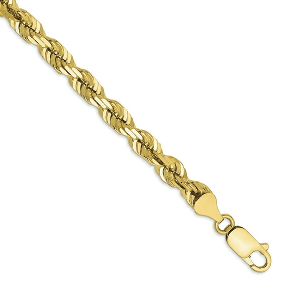 10K Yellow Gold 6mm Handmade Diamond Cut Rope Chain