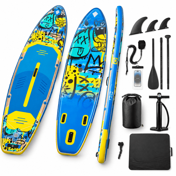 11'6"x35"x6" Inflatable Stand Up Paddled Extra Wide Sup For Stable Lake Paddling 450 Pound Capacity Beginners