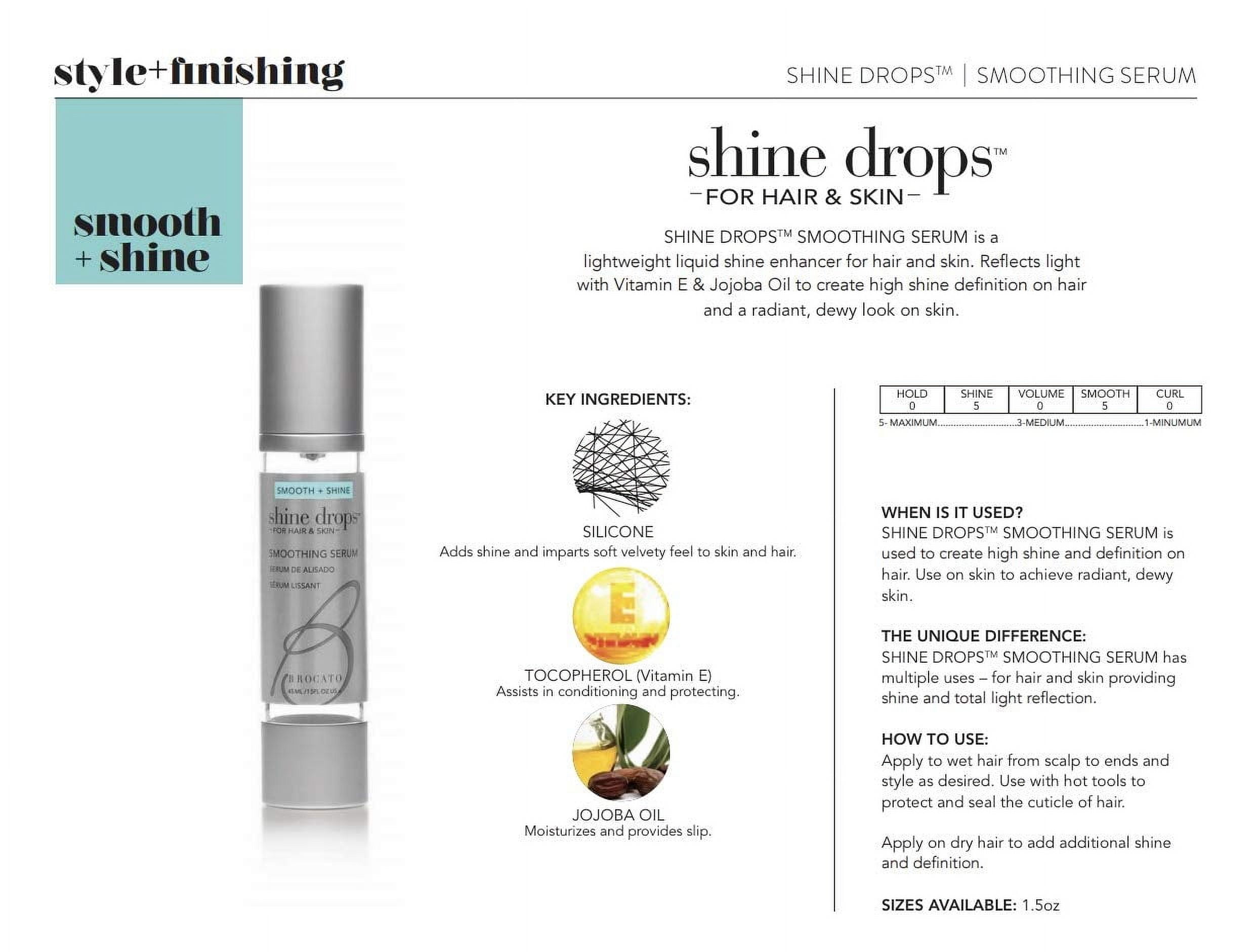 Brocato Shine Drops Smoothing Serum, 1 Oz | Shine Enhancer for Dry, Damaged Hair & Skin | Anti Frizz Control & Radiance & Luminosity Enhancing Serum with Organic Jojoba Oil