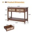 thumbnail image 5 of PHOYAL Boho Console Tables with Drawers Storage, 2 Tier Modern Narrow Sofa Cabinet Table for Entryway Living Room, Walnut, 5 of 7