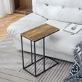 thumbnail image 3 of Tcbosik C-Shaped End Table for Couch and Bed, Snack Sofa Side Table with Metal Frame, Brown, 3 of 7