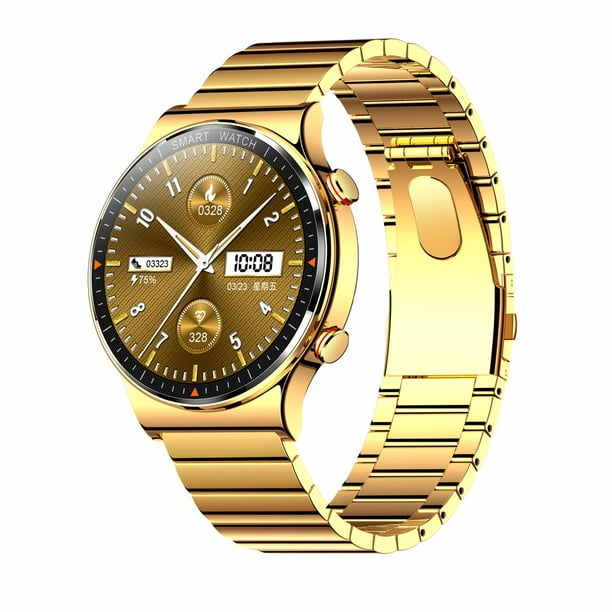 Watch Men Heart Monitor Stopwatch Bluetooth Call Waterproof Smartwatch Gold - Walmart.com