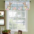 thumbnail image 3 of 2 Pack Valances for Window, Easter Short Curtains for Kitchen Bedroom Living Room, Farmhouse Spring Rabbit Eggs Flowers Wooden Board Rod Pocket Small Window Treatment Valance Drapes 42 x 12 Inch, 3 of 8