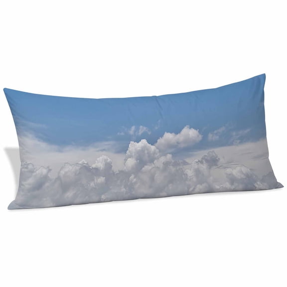 Clouds Body Pillow Covers 20"x54", Blue White Sky Natural Landscape Soft Brushed Microfiber Breathable Throw Pillow Covers, Decorative Pillowcase with Zipper for Couch Sofa Bedroom Living Room