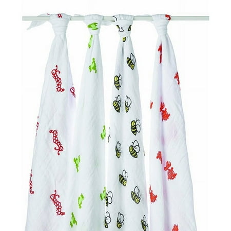 aden + anais 100% Cotton Muslin Swaddle Wrap, Mod About Baby, 4 Pack