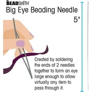 The Beadsmith Big Eye Beading Needles, 5 inches, 4 per Card, Sharp Points, Use for General Sewing, Weaving and Embroidery, Very Easy to Thread