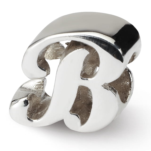 Breloque en Argent Sterling 925 pour Bracelet Lettre B Script Perle Alphabet