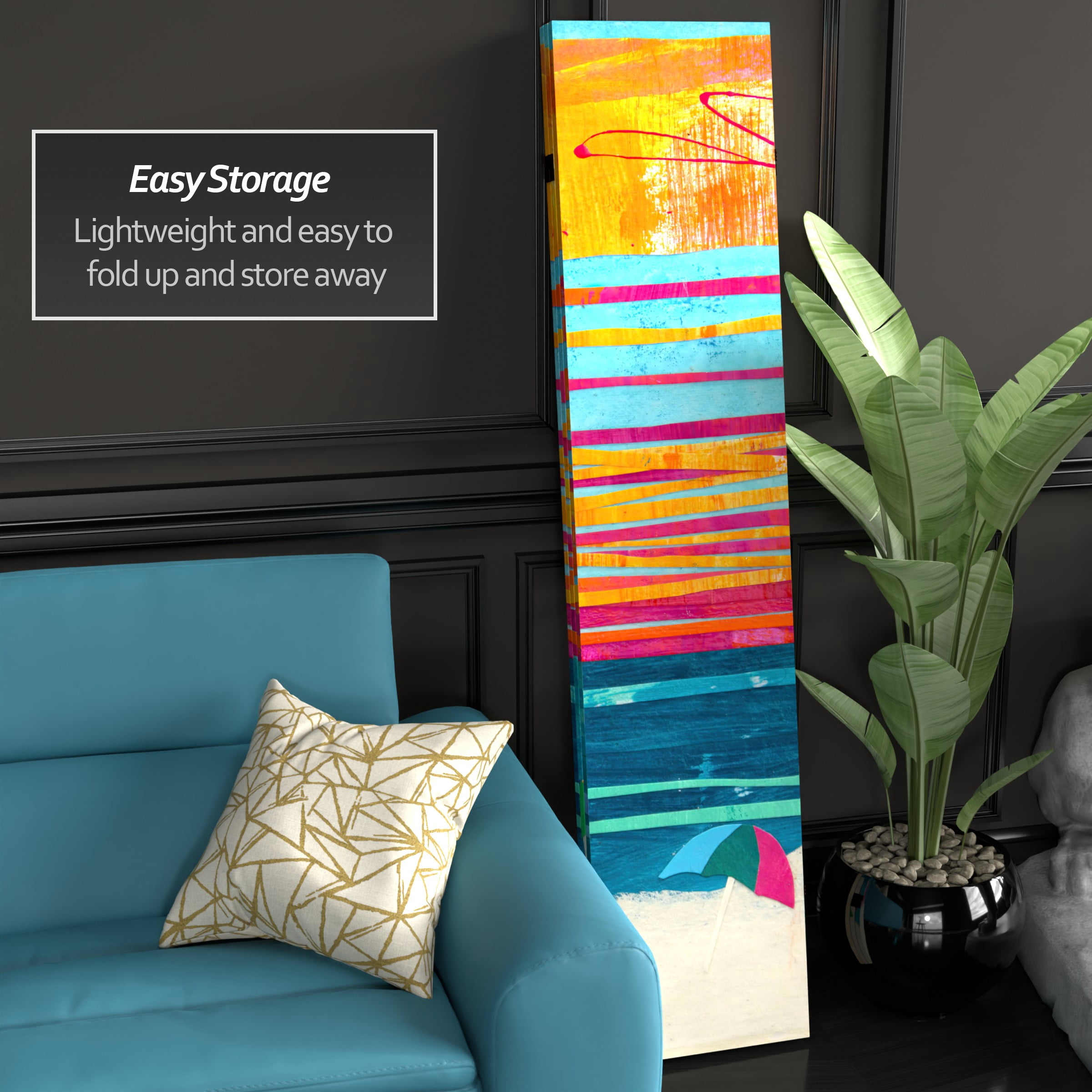 6 ft. Tall Double Sided Sunlit Tides Canvas Room Divider