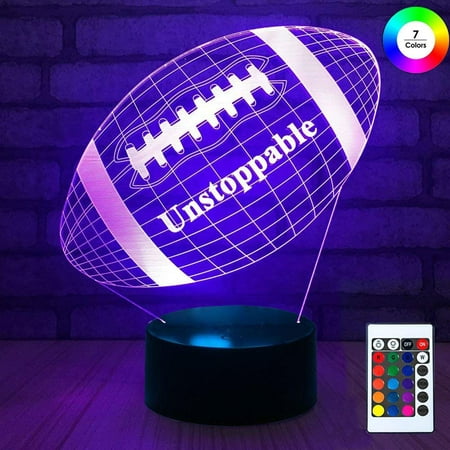 

3D Remote Night Stand Light EpicGadget Touch Control Optical Illusion Visualization LED Night Light Lamp 7 Colors Changing Remote Control Night Light Lamp Stand (Football)