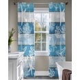 thumbnail image 4 of Blue Coastal Beach Sheer Curtains 63 Inch Length 2 Panels Set for Living Room/Bedroom, Nautical Starfish Coral Vintage Wooden Kitchen Curtains Grommet Semi-Sheer Curtains Window Treatments 42"x63"x2, 4 of 7