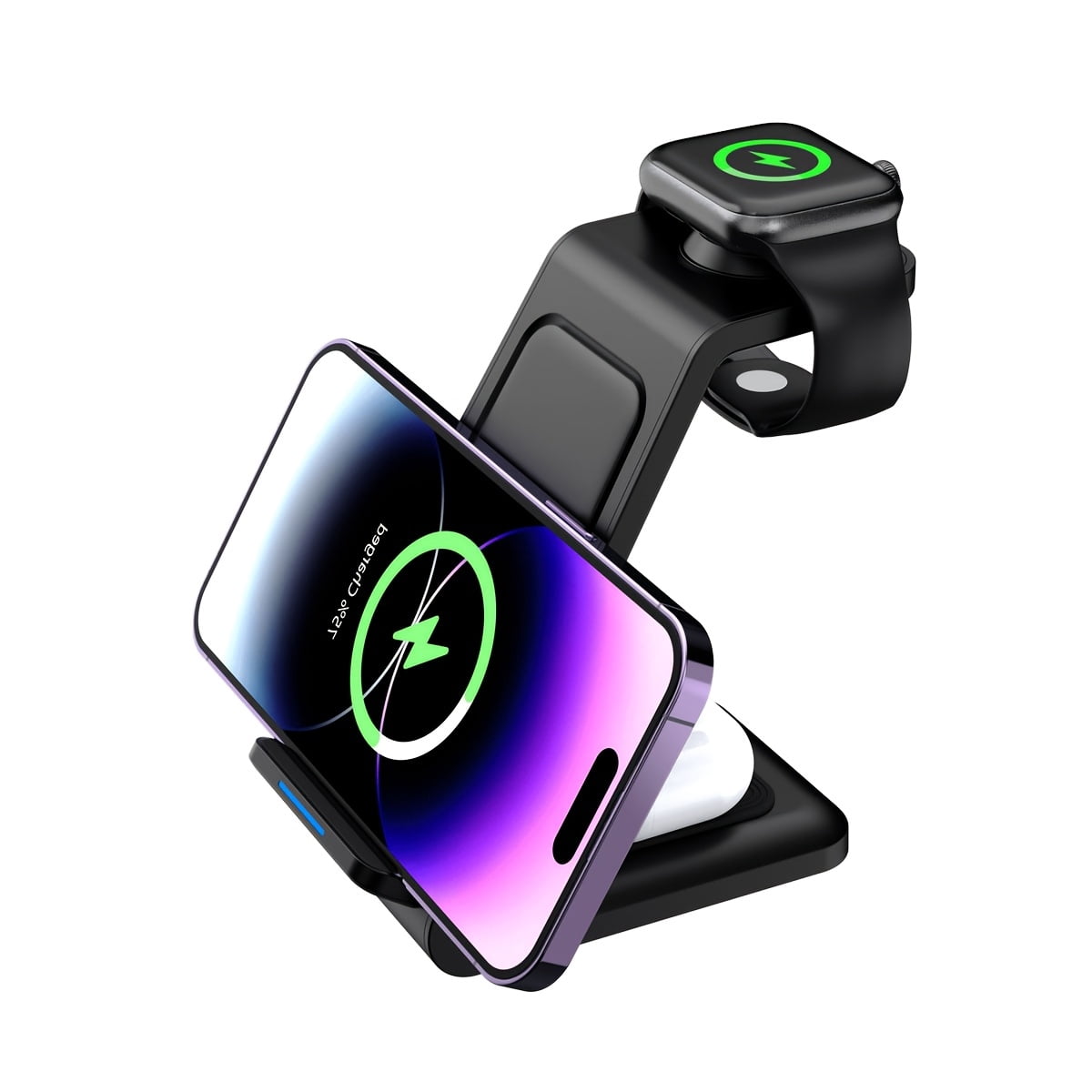 Wireless Charger 3 in 1 Wireless Charging Station for Galaxy Watch 8 7 6 5 4 3 Pro for Iphone 17 16E 16 15 14 13 12 11 X Pro Max And Apple Watch - Wireless Charging Station for Airpods 4 3 Pro