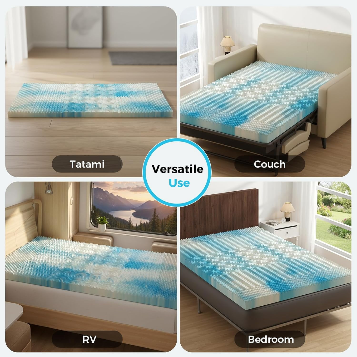 2 inches Full Size Gel Memory Foam Mattress Topper,Pressure Relief for Back Pain