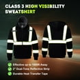 thumbnail image 3 of ProtectX Hi Vis Safety Hoodie for Men Women Fleece Lined Class 3 High Visibility Sweatshirt Reflective Jacket Black Medium, 3 of 8