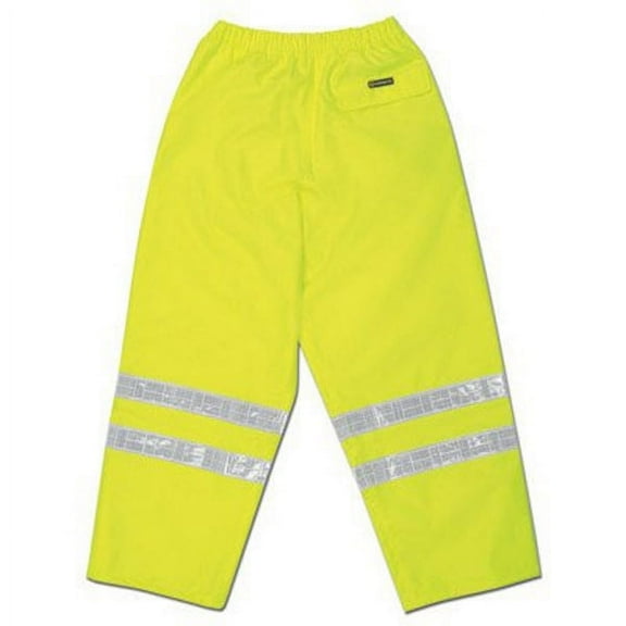MCR Safety Fluorescent Lime Luminator Polyester And Polyurethane Pants With Hi Viz Stripes, Elastic And Drawstring Waist