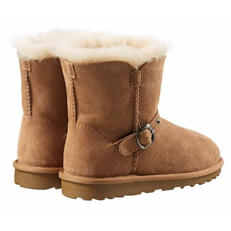 Kirkland Signature Girls Shearling Buckle Boots with Studs Chestnut 3