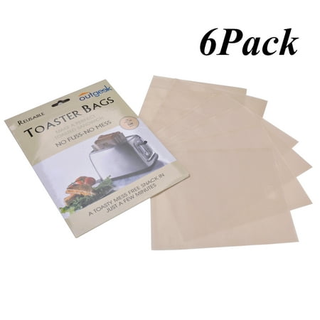 Toaster Bags,Kapmore 6 Pack Non-Stick and Reusable Grilling Bags for Sandwich Hamburger Bread Kitchen