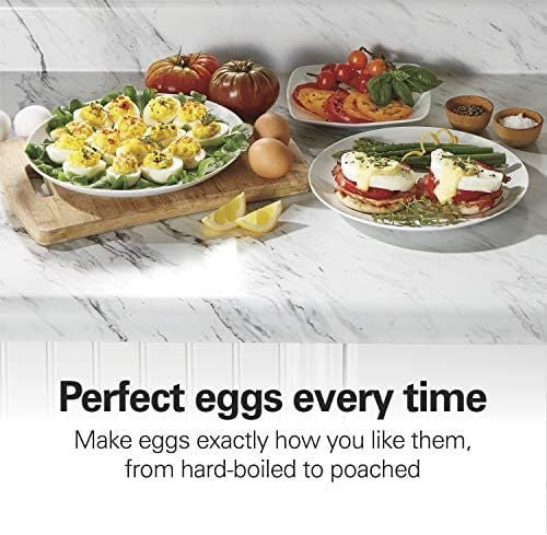 3-in-1 Electric Egg Cooker for Hard Boiled Eggs, Poacher, Omelet Maker & Vegetable Steamer, Holds 14, Black (25508)