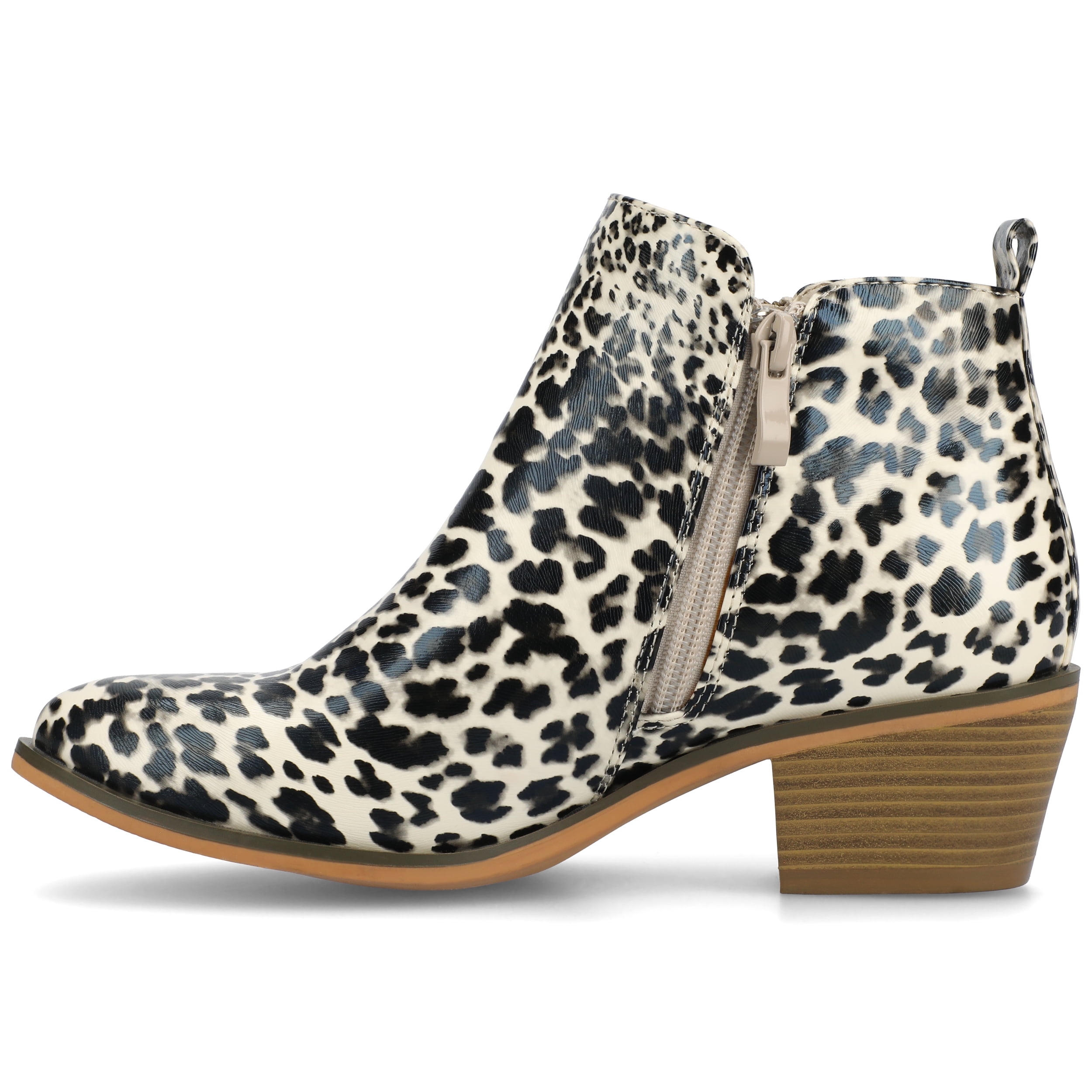 Journee Womens Rebel Outside Zip Stacked Heel Booties