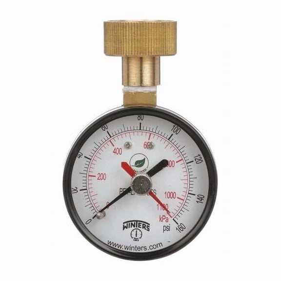 Winters Max Pointer Test Gauge,2.5 in.,0-160 psi PETM213LF