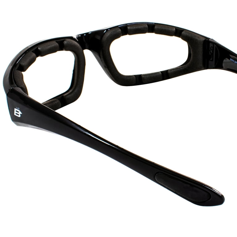 Birdz Eyewear Oriole Padded Motorcycle Sunglasses For Men & Women Black  Frame w/ Anti Fog Clear Lenses