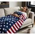 thumbnail image 6 of HHJZPR 4th of July American Flag Plush Throw Blanket, Red White Blue Stars & Stripes, Cozy Soft Blanket for Independence Day & Home Decor, 6 of 6