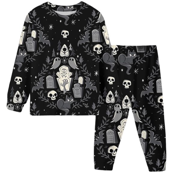 Likimi Kids Toddler Girls Halloween Pajamas Set Long Sleeve Hallowmas Graphic Print Crew Neck Pjs Tops With Pants For Party Soft Comfort Sleepwear