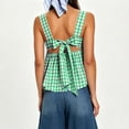 thumbnail image 6 of Women's Cotton Gingham Tank Top Summer Cute Peplum Square Neck Cami Tank Casual Trendy Sleeveless Daily Wear Top Green, 6 of 7