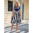 thumbnail image 3 of Women's Printed Tie Waist Short Sleeve Dress with Sheer Tie Detail and 65% rayon 30% polyester 5% spandex Everyday, 3 of 11