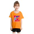 thumbnail image 1 of YOUSNH T-Shirt à Manches Courtes Col Rond Imprimé Mode Mignon pour Filles, T-Shirt d'Été Décontracté Orange 6-8 Ans, 1 of 5