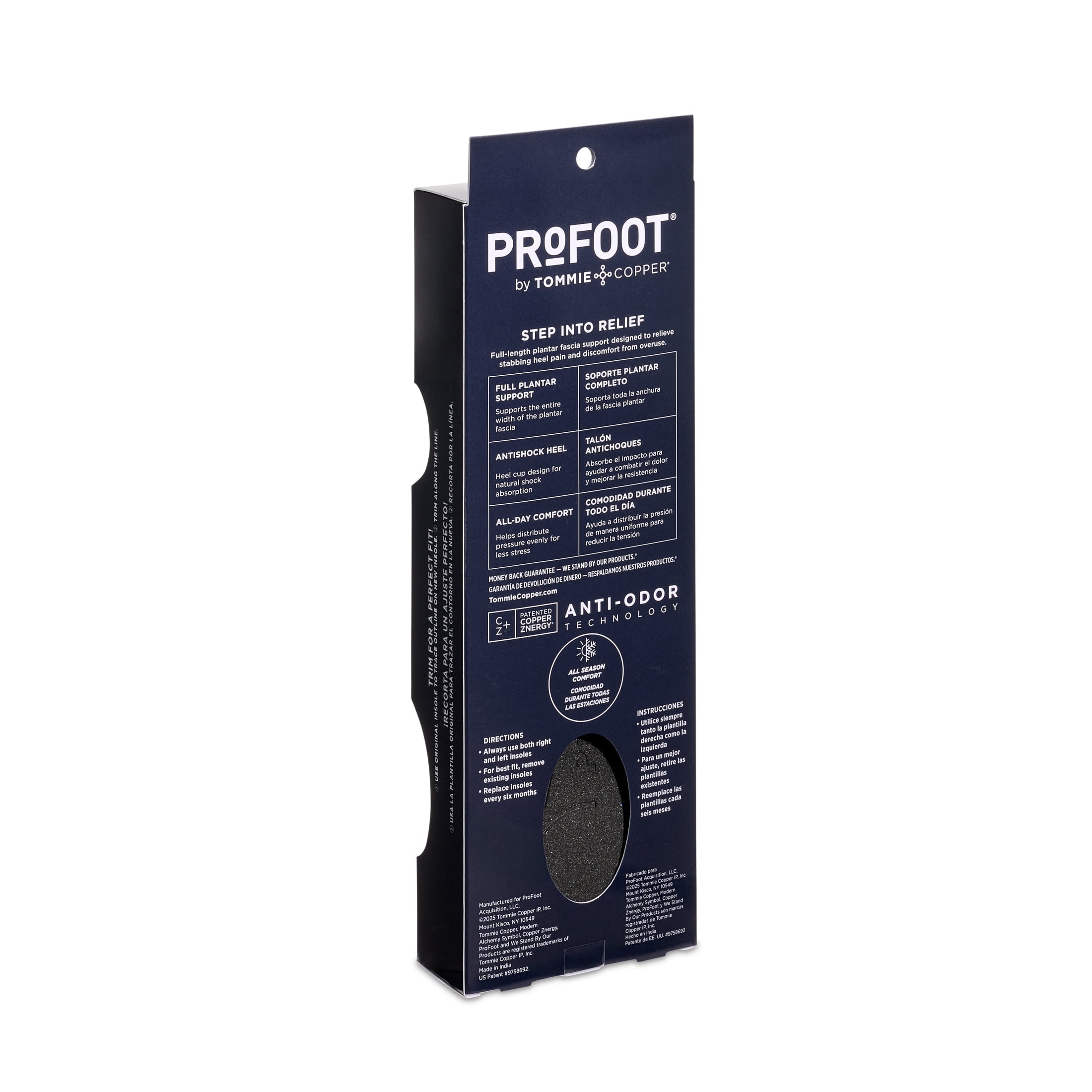 ProFoot Full Length Plantar Fasciitis Orthotic Insoles, Womens 6-11, 1 Pair