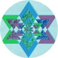 thumbnail image 1 of Ahgly Tapis Rond Lavable en Machine Intérieur Transitionnel Bleu, 7 Pieds Rond, 1 of 7