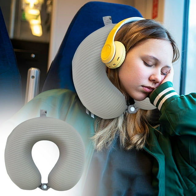 Fiudx Almohada Cervical Vertebrae, Almohada de Viaje Curvatura, Almohada Ligera para La Siesta, Ideal para Coche, Tren, Avión, Regallo para Adultos y Niños, Cremallera Fácil de Limpiar.