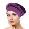 thumbnail image 3 of LEKODE Head Covering Women's Skullies & Beanies Head Scarves for Women Boho Accessories Womens Hair Towel Hair Turbans Halo Turban for Men Purple One Size, 3 of 3